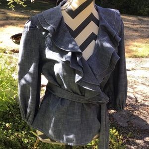 Ralph Lauren ruffled chambray blouse